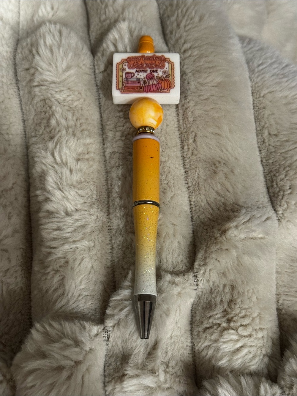 Ombre Yellow Glitter Ballpoint Pen with Decorative Top
